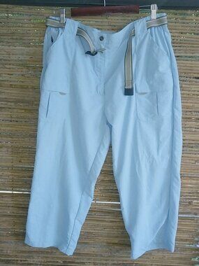 L.L. Bean XL Baby Blue Belted Nylon Pants Plus